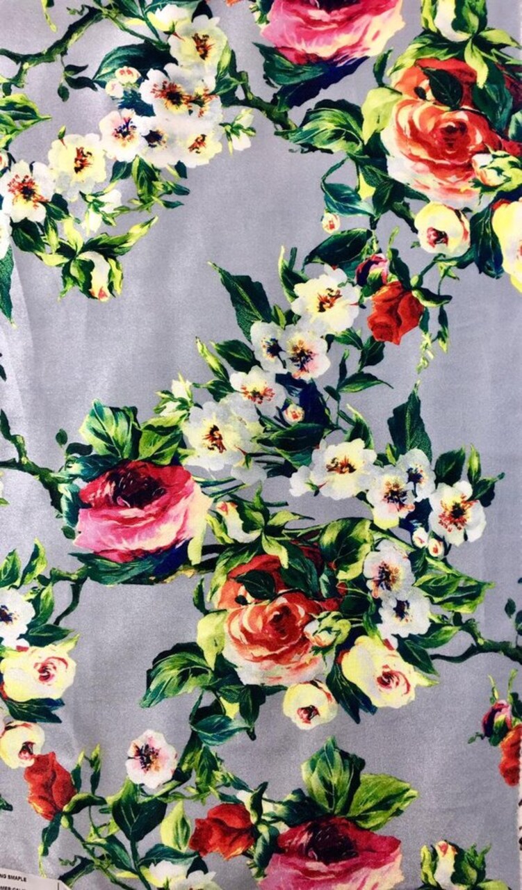 1 Yard Multi Color Floral Print Stretch Velvet Fabric for Dresses Drapes Crafts 60 Inch Width